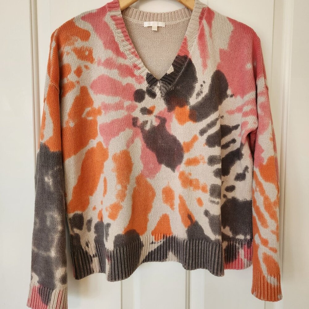 Lisa Todd Catching Rays Sweater V Neck Oversized Colorful Boho Soft Cute Small